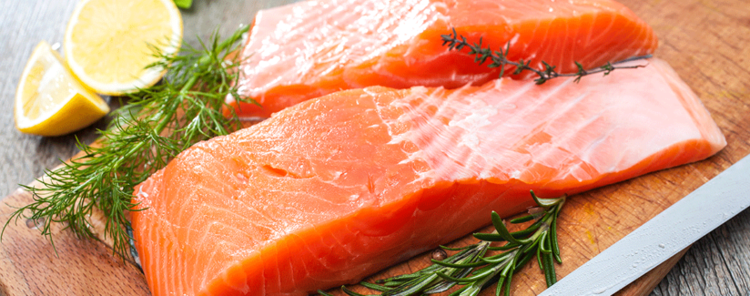 fresh salmon on plate